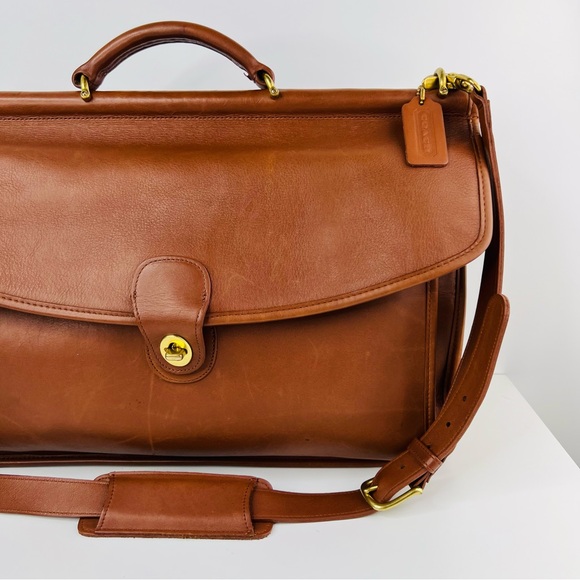 Coach British Tan 5266 Vintage Beekman Leather Brass Messenger Briefcase - Picture 2 of 13